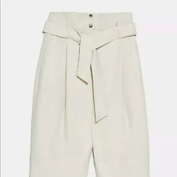 NWT Zara slouchy leather pants ecru S - Picture 4 of 10